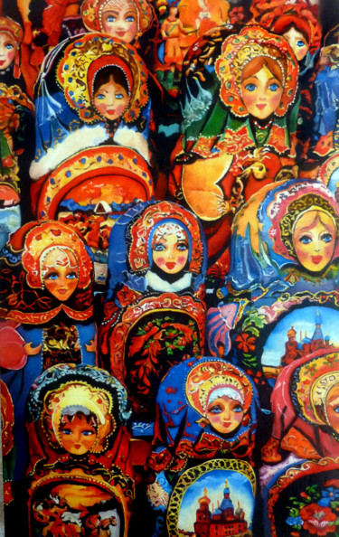 Картина под названием "poupées Russie" - Gerard Monborren, Подлинное произведение искусства, Масло