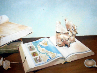 Peinture intitulée "livre-de-voyage" par Gerard Monborren, Œuvre d'art originale, Huile