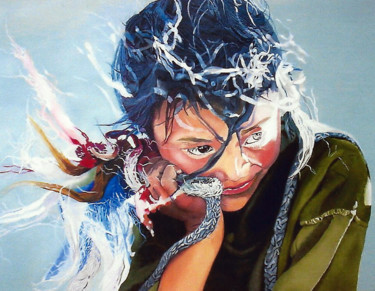 Pintura titulada "dans le vent 2" por Gerard Monborren, Obra de arte original, Oleo