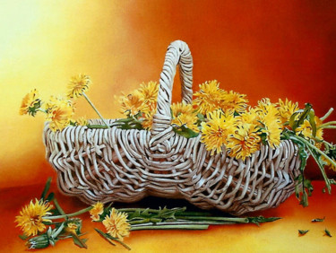 Peinture intitulée "fleurs-de-pissenlit…" par Gerard Monborren, Œuvre d'art originale, Huile
