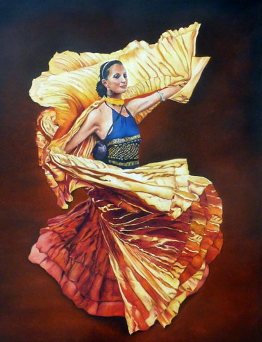 Peinture intitulée "flamenco 2" par Gerard Monborren, Œuvre d'art originale, Huile