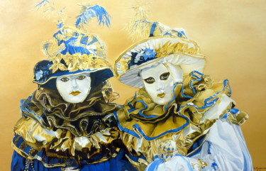 Painting titled "masques de Venise" by Gerard Monborren, Original Artwork