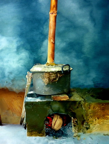 Malerei mit dem Titel "alambic 1" von Gerard Monborren, Original-Kunstwerk, Öl