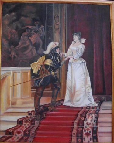 Painting titled "Salutations du gent…" by Gérard Pinel, Original Artwork, Oil