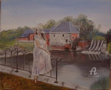 Painting titled "le rendez vous deva…" by Gérard Pinel, Original Artwork, Oil