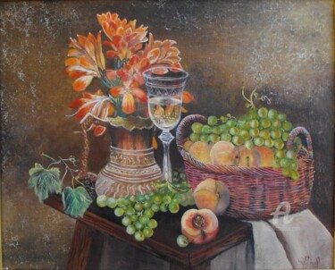 Painting titled "nature morte" by Gérard Pinel, Original Artwork, Oil