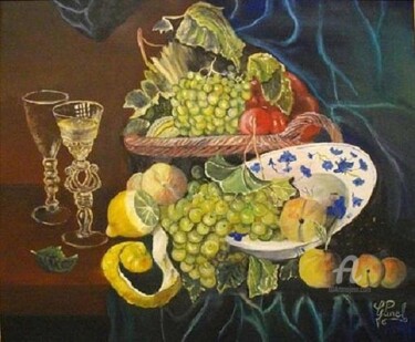 Painting titled "verre de cristal av…" by Gérard Pinel, Original Artwork, Oil