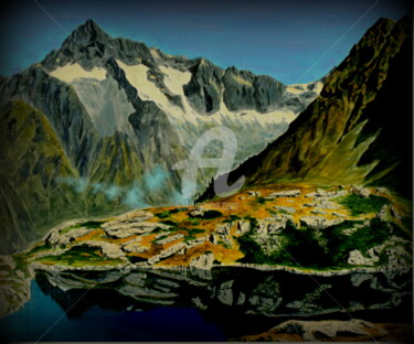 Peinture intitulée "Le lac de Pétarel" par Gérard Pitavy, Œuvre d'art originale, Acrylique