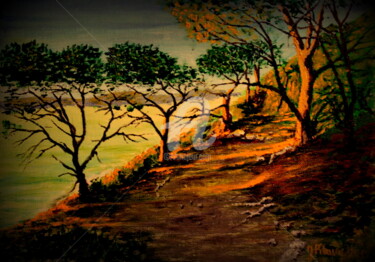 Peinture intitulée "Sentier du littoral" par Gérard Pitavy, Œuvre d'art originale, Acrylique