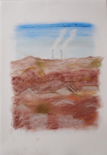 Drawing titled "Usine" by Gerard Pompee, Original Artwork, Pastel