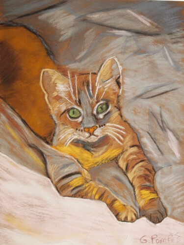 Painting titled "le chat" by Gerard Pompee, Original Artwork
