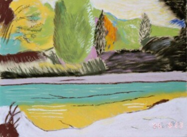 Painting titled "paysage" by Gerard Pompee, Original Artwork