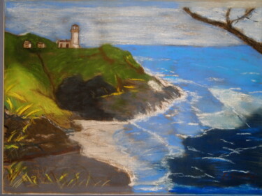Peinture intitulée "le phare" par Gerard Pompee, Œuvre d'art originale, Pastel