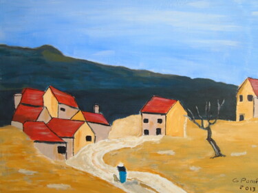 Painting titled "Le Périgord" by Gerard Pompee, Original Artwork, Acrylic Mounted on Wood Stretcher frame