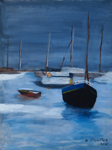 Malerei mit dem Titel "barque bretagne" von Gerard Pompee, Original-Kunstwerk, Acryl