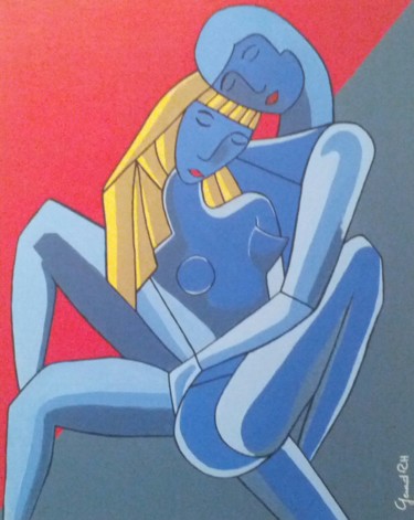 Peinture intitulée "Couple enlace" par Gerard Rh, Œuvre d'art originale, Acrylique