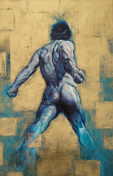 Painting titled "spartacus" by Gérard Rombi, Original Artwork, Oil Mounted on Cardboard