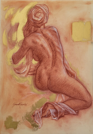 Dibujo titulada "L'ORIENTALE" por Gérard Rombi, Obra de arte original, Pastel Montado en Cartulina