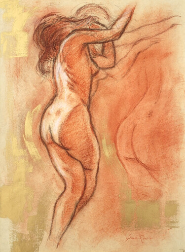 Drawing titled "LA DANSEUSE" by Gérard Rombi, Original Artwork, Pastel Mounted on Cardboard