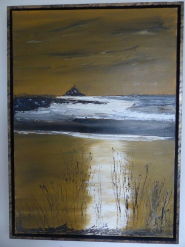 Painting titled "Nocturne au Gué de…" by Gérard Roussel, Original Artwork, Oil