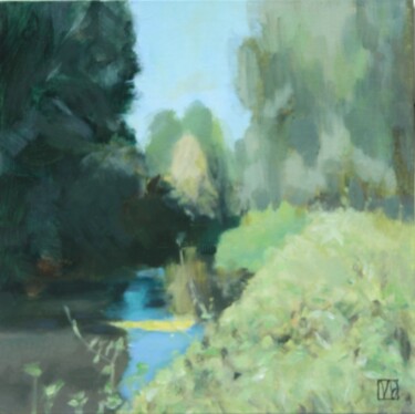 Pintura intitulada "Rives de la rivière…" por Gérard Valluet, Obras de arte originais, Óleo