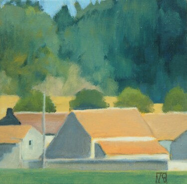 Painting titled "Ferme Briarde II" by Gérard Valluet, Original Artwork, Oil