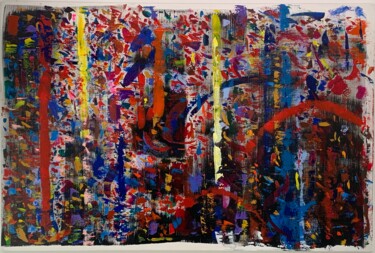 Painting titled "Mouvement vertical" by G. Bartist, Original Artwork, Acrylic Mounted on Wood Stretcher frame