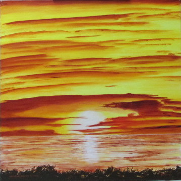 Painting titled "coucher de soleil" by Gerard Dugardin, Original Artwork