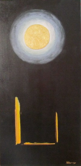 Painting titled "Lune d'or" by Gerard Dugardin, Original Artwork