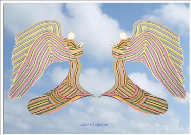 Peinture intitulée "Les Anges jumeaux" par Gerard Gentou, Œuvre d'art originale