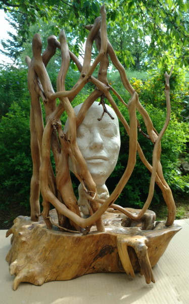 Sculpture titled "MEDUSE" by Gérard Didier, Original Artwork, Wood
