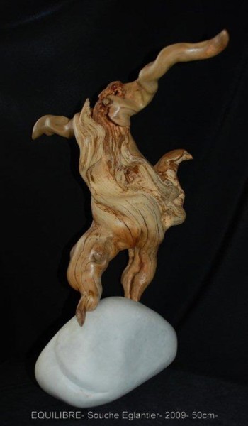Skulptur mit dem Titel "EQUILIBRE" von Gérard Didier, Original-Kunstwerk, Holz