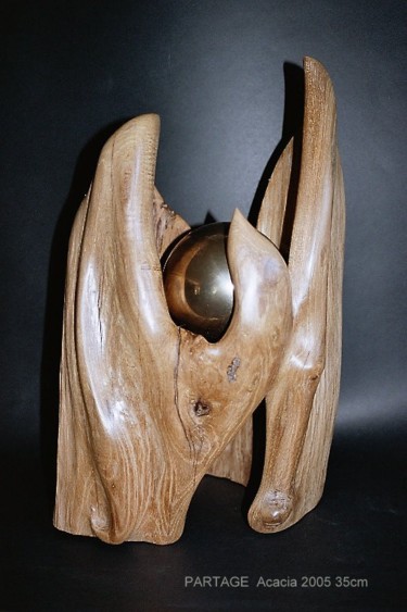 Sculpture titled "PARTAGE 1" by Gérard Didier, Original Artwork, Wood