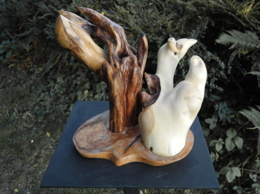 Скульптура под названием "DUO" - Gérard Didier, Подлинное произведение искусства, Дерево
