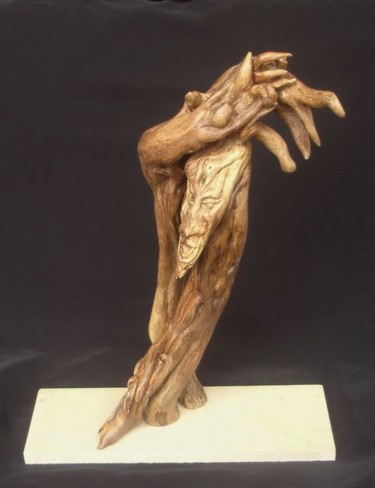 Sculpture titled "HERISSONNE" by Gérard Didier, Original Artwork, Wood