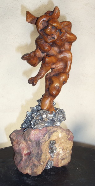 Скульптура под названием "FAUNE" - Gérard Didier, Подлинное произведение искусства, Дерево