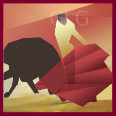 Corrida Arts numériques intitulée "Corrida" par Gerard Le Goubey, Œuvre d'art originale, Travail numérique 2D Monté sur Châssis