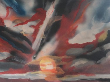 Painting titled "le soleil flamboyant" by Josiane Maddaleno, Original Artwork, Acrylic