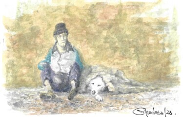 Painting titled "Silence" by Gerardo Mendoza, Original Artwork, Watercolor