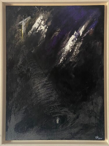 Painting titled "DARKNESS" by Gerardo Viggiano, Original Artwork, Oil Mounted on Wood Stretcher frame