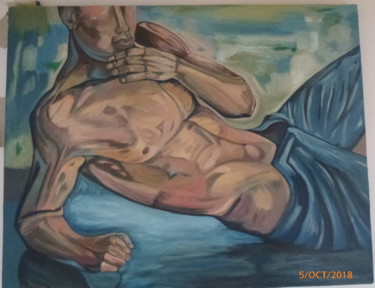 Painting titled "Torso de Hombre" by Gerardo Rodriguez Granda, Original Artwork, Oil Mounted on Other rigid panel