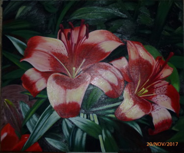 Peinture intitulée "Flores con Pistilos" par Gerardo Rodriguez Granda, Œuvre d'art originale, Huile Monté sur Autre panneau…