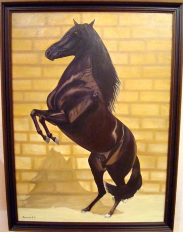 Painting titled "Caballo andaluz" by Gerardo Rodriguez Granda, Original Artwork, Oil
