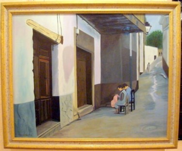 Painting titled "Mujeres cosiendo" by Gerardo Rodriguez Granda, Original Artwork, Oil