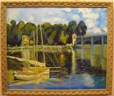 Malerei mit dem Titel "El puente de Argent…" von Gerardo Rodriguez Granda, Original-Kunstwerk, Öl