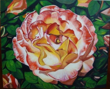 Schilderij getiteld "Flor" door Gerardo Rodriguez Granda, Origineel Kunstwerk, Olie Gemonteerd op Andere stijve panelen
