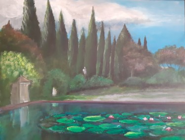 Painting titled "Jardins Abbaye St A…" by Gerard Royer, Original Artwork, Acrylic