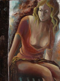 Painting titled "Femme sur le dos du…" by Gérard Simonin, Original Artwork