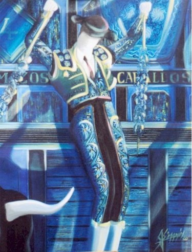 Painting titled "Banderillo à la bar…" by Gérard Simonin, Original Artwork