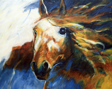 Painting titled "Lusitano" by Gerard Van Velzen, Original Artwork, Oil